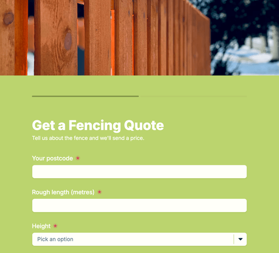Fencing Quote Request Form