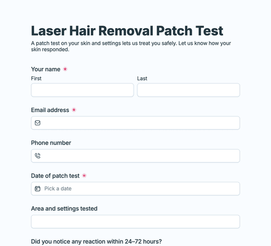 Laser Hair Removal Patch Test Consent Form