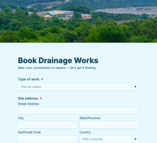 Drainage Installation Booking Form