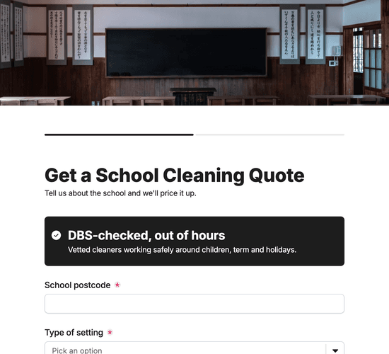 School Cleaning Contract Quote Form