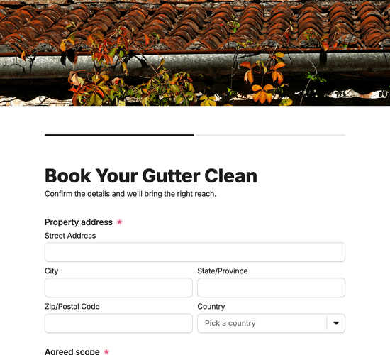 Gutter Clean Booking Form