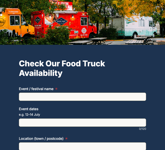 Festival & Event Food Truck Availability Enquiry Form
