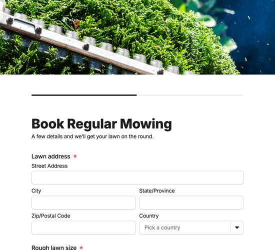 Lawn Mowing Service Booking Form