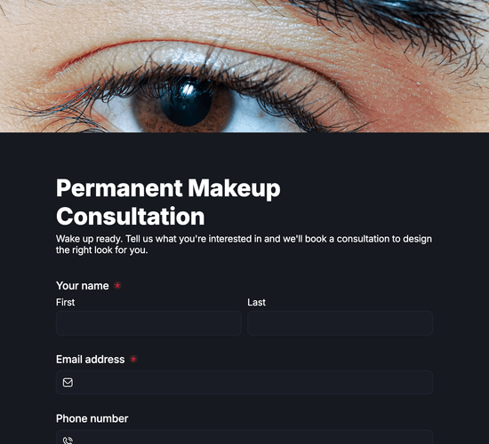 Permanent Makeup Consultation Booking Form