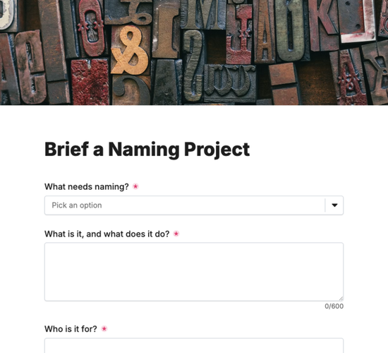 Brand Naming Brief Form
