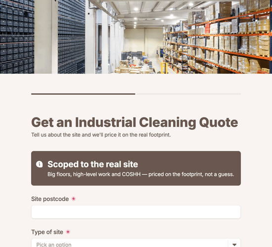 Industrial Cleaning Quote Request Form