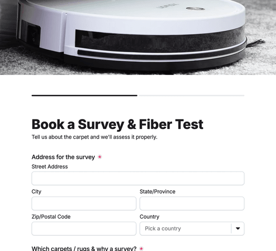 Carpet Cleaning Survey & Fiber Test Request Form