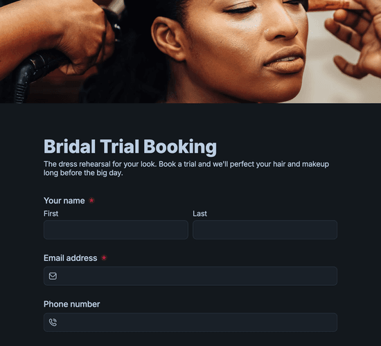 Bridal Trial Booking Form