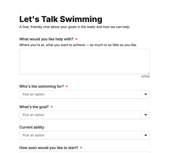 Swim Coaching Discovery Call Form