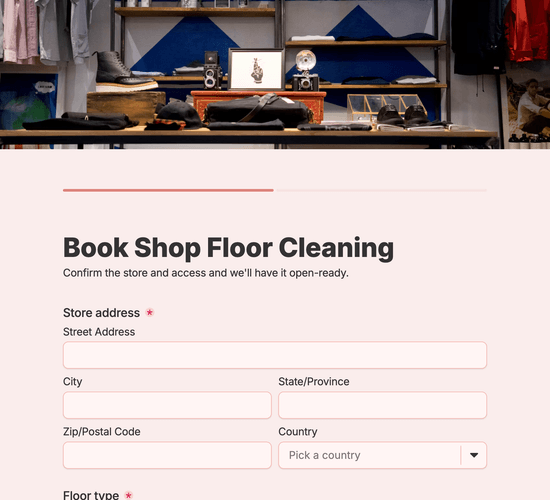 Shop Floor & Out-of-Hours Cleaning Booking Form