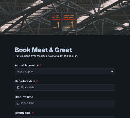 Airport Meet & Greet Booking Form
