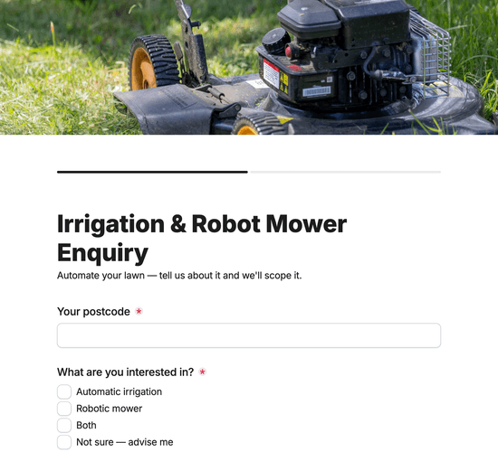 Irrigation & Robotic Mower Enquiry Form