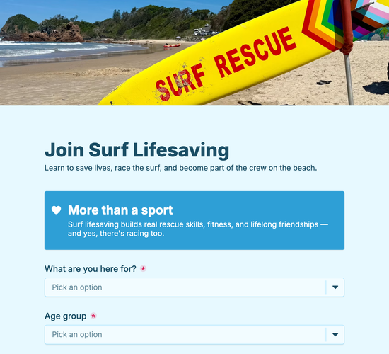 Lifesaving & Surf Lifesaving Registration Form