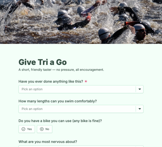 Try-a-Tri Taster Event Registration Form