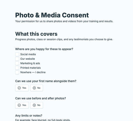 Photo & Media Release Form