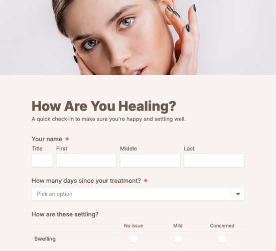 Injectables Aftercare Check-In Form