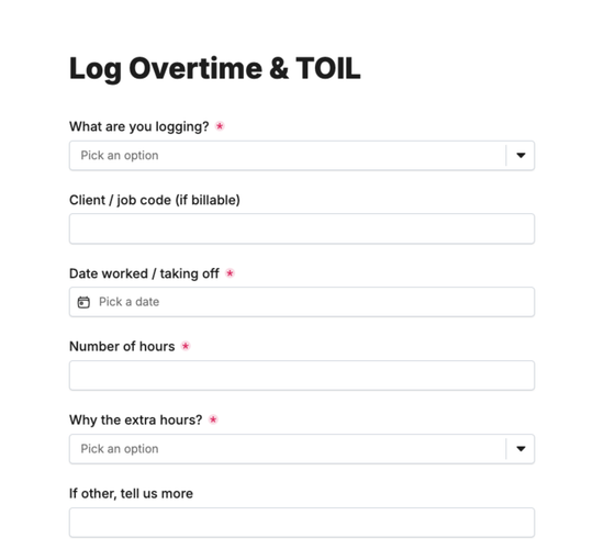 Overtime & TOIL Request Form