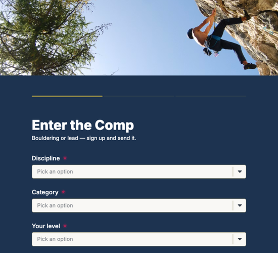 Climbing Competition Registration Form