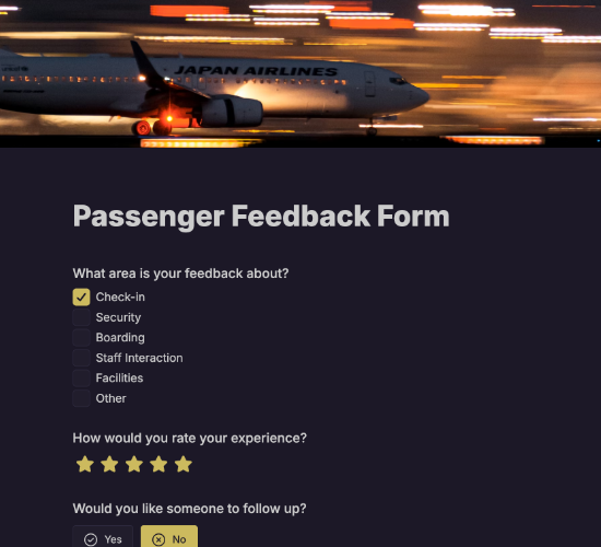 Passenger Feedback Form