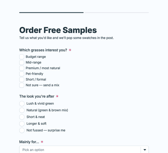 Artificial Grass Sample Request Form