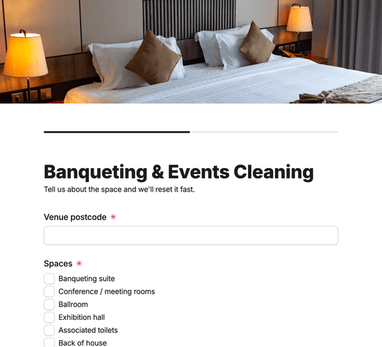 Banqueting & Events Space Cleaning Enquiry Form