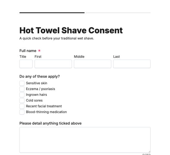 Hot Towel Shave Consent Form