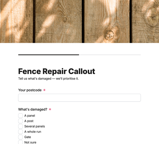 Fencing Repair & Storm-Damage Callout Form