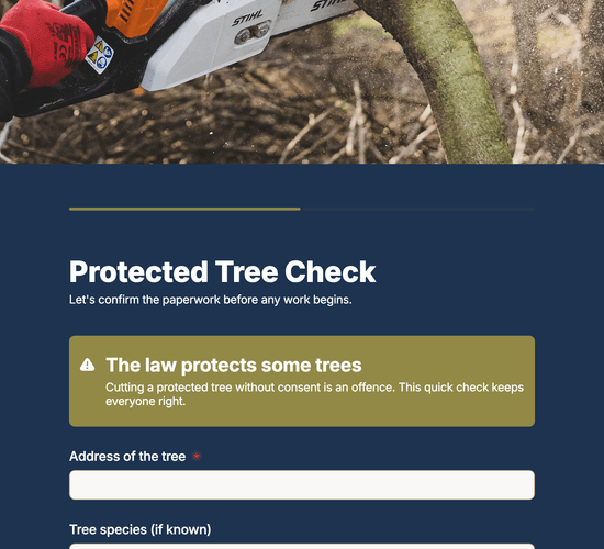 TPO & Conservation Area Tree Work Check Form