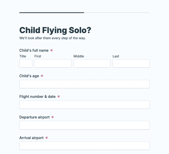 Unaccompanied Minor Travel Request Form