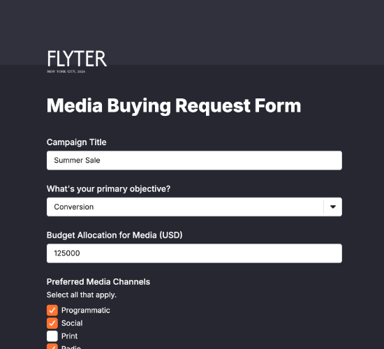 Media Buying Request Form