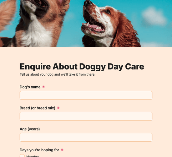 Doggy Day Care Enquiry Form