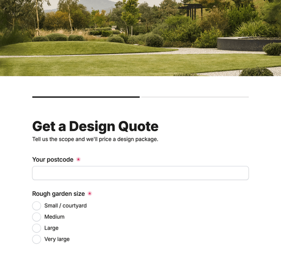 Garden Design Quote Request Form
