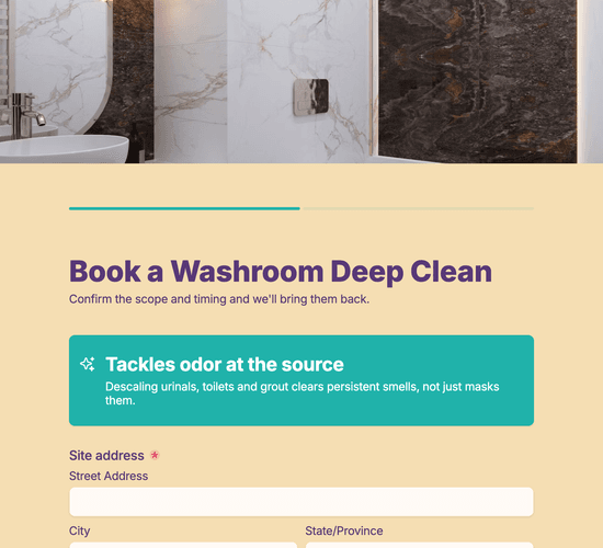 Washroom Deep Clean & Descale Booking Form
