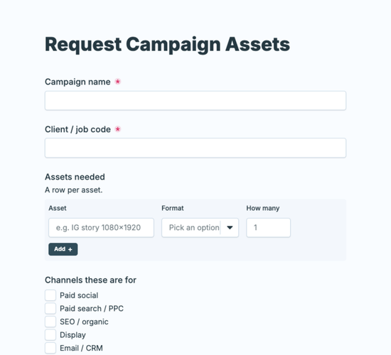 Campaign Asset Request Form