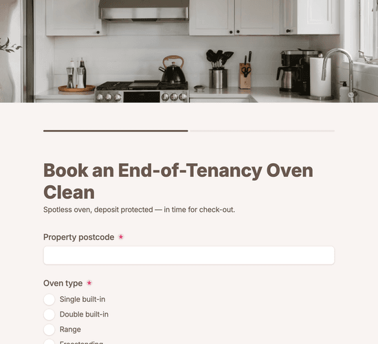 End-of-Tenancy Oven Clean Booking Form