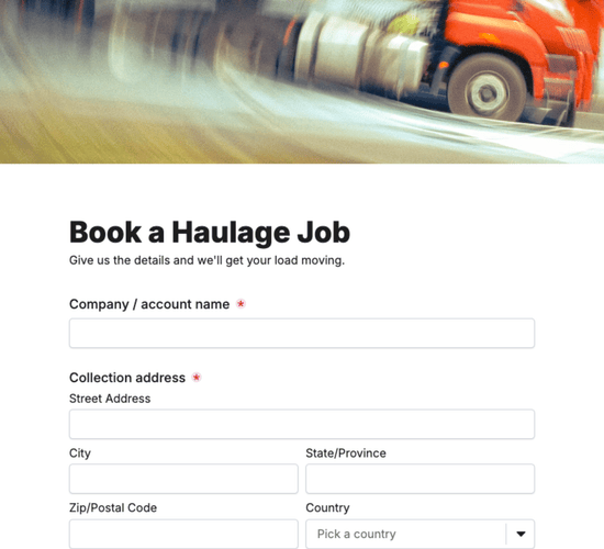 Haulage Booking Form