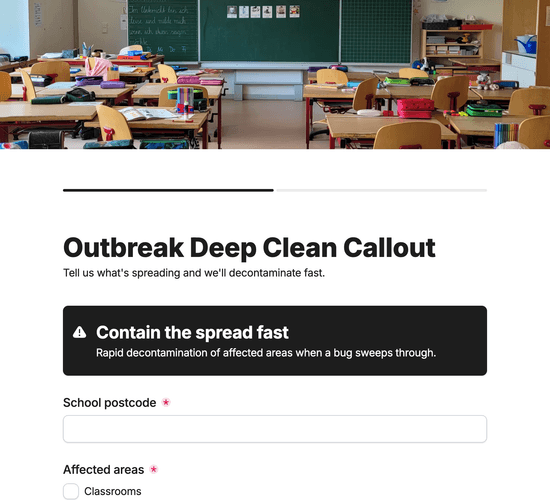 Outbreak & Sickness Deep Clean Callout Form