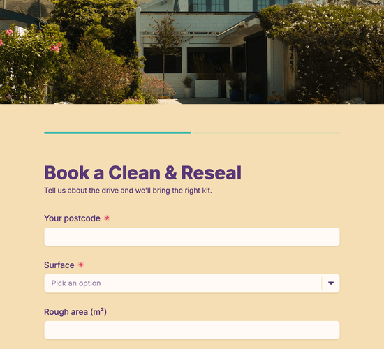 Driveway Cleaning & Resealing Booking Form