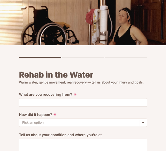 Hydrotherapy & Rehab Swim Intake Form