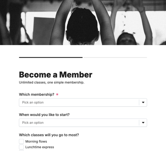 Studio Membership Sign-Up Form