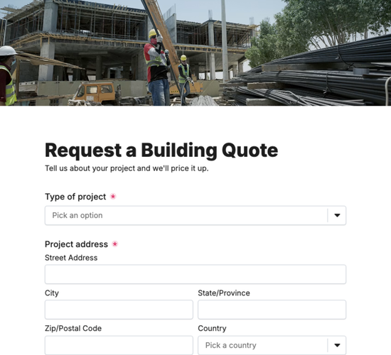 Building Project Quote Request Form