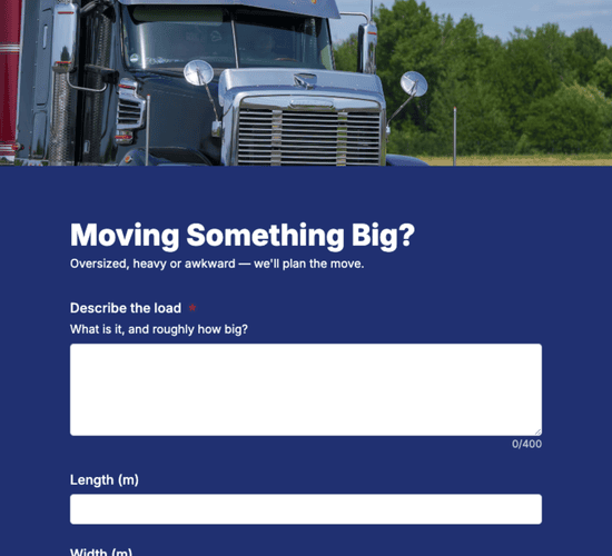 Abnormal Load Transport Inquiry Form