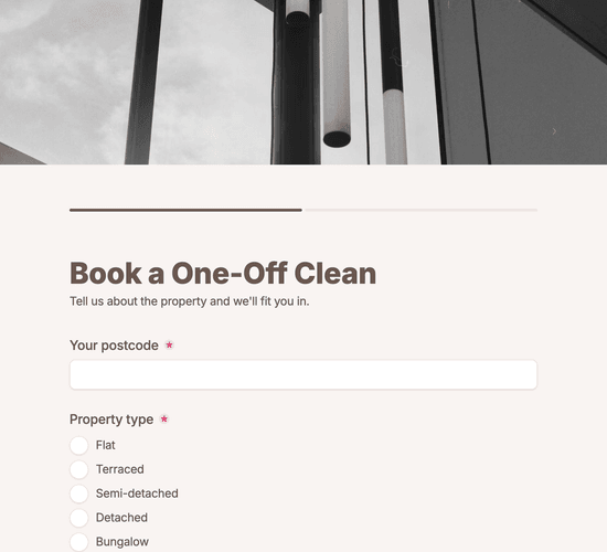 One-Off Window Clean Booking Form