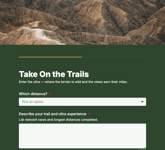 Trail & Ultra Marathon Entry Form