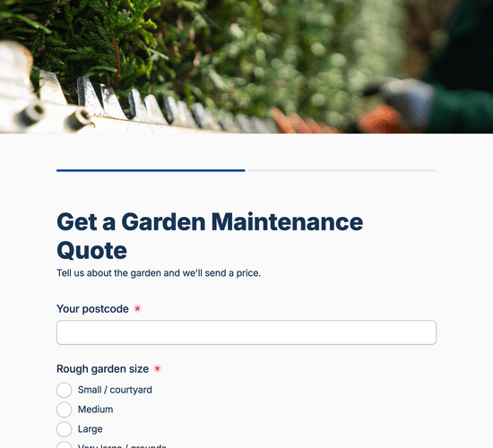 Garden Maintenance Quote Request Form