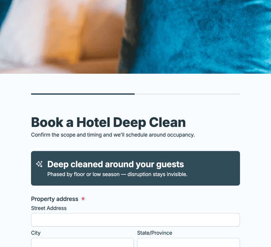 Hotel Deep Clean Booking Form