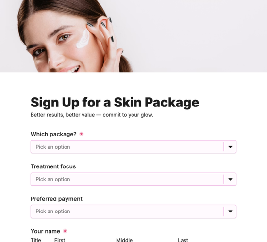 Skincare Package Signup Form