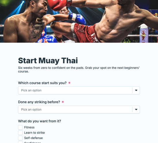 Muay Thai Beginner Course Registration Form