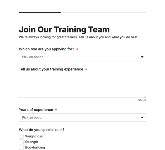 Personal Trainer Job Application Form