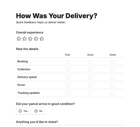 Courier Service Feedback Form